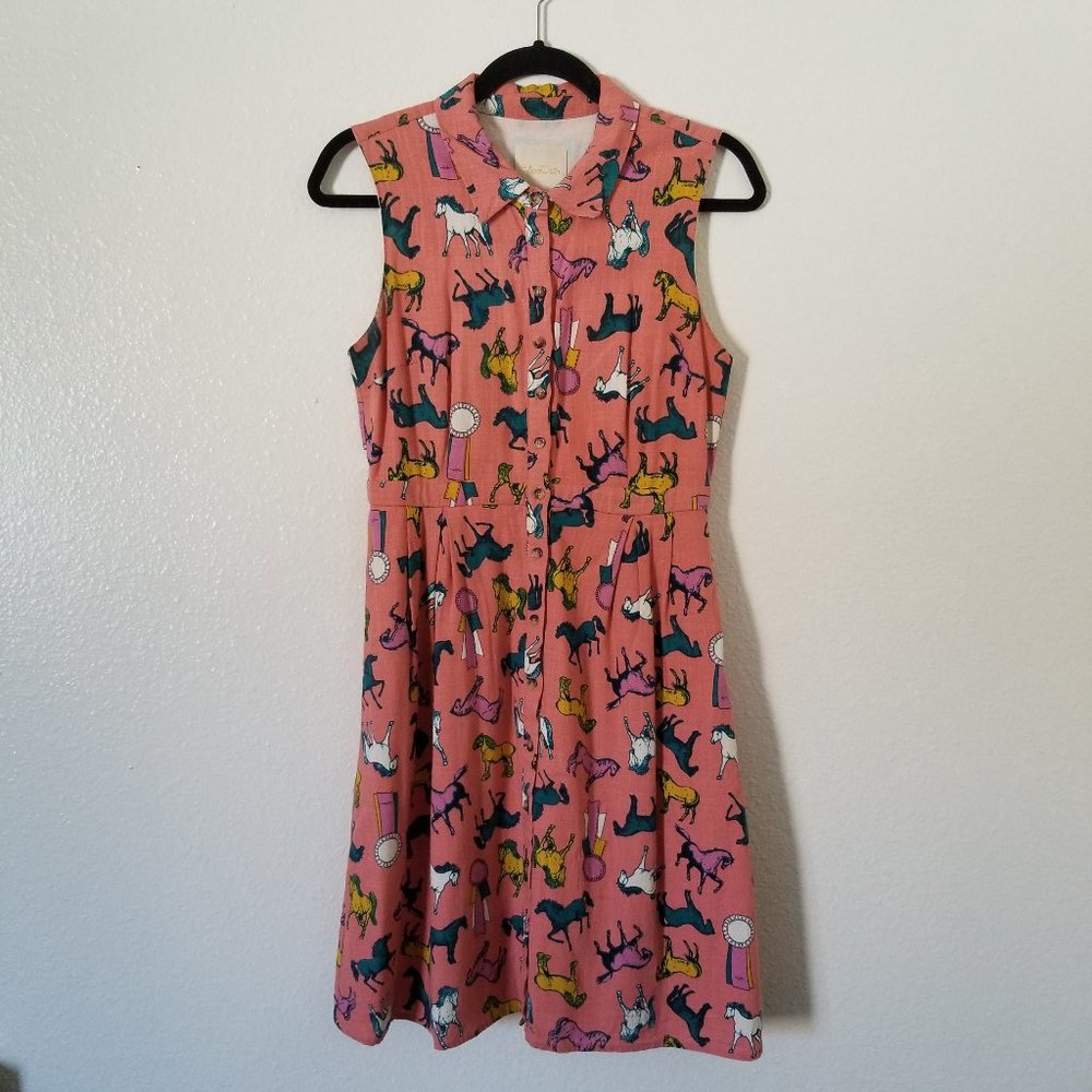 Modcloth Horses Ribbon Broadcast Coordinator Dress